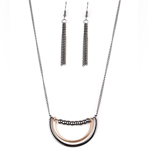 paparazzi Jewelry - Artificial Arches - Two-Toned Beaded Necklace & Earrings Set